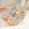 Shoes | Girl’s Sandals Princess Shoes Daily Party Junior Bridesmaid Shoes Pearl Rhinestone Butterfly Glitter Peep Toe Low Heel Shoes Gold – Girls