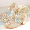 Shoes | Girl’s Sandals Princess Shoes Wedding Party Cosplay Peep Toe Junior Bridesmaid Shoes Bowknot Rhinestone Glitter Low Heel Shoes Silver – Girls