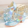 Shoes | Girl’s Sandals Princess Shoes Wedding Party Cosplay Peep Toe Junior Bridesmaid Shoes Bowknot Rhinestone Glitter Low Heel Shoes Silver – Girls