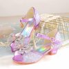 Shoes | Girl’s Sandals Princess Shoes Wedding Party Cosplay Peep Toe Junior Bridesmaid Shoes Bowknot Rhinestone Glitter Low Heel Shoes Silver – Girls