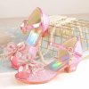 Shoes | Girl’s Sandals Princess Shoes Wedding Party Cosplay Peep Toe Junior Bridesmaid Shoes Bowknot Rhinestone Glitter Low Heel Shoes Silver – Girls