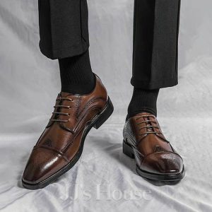 Shoes | Men’s Dress Shoes Brogues Derbies Wedding Daily Work Faux Leather Shoes Brown – Mens