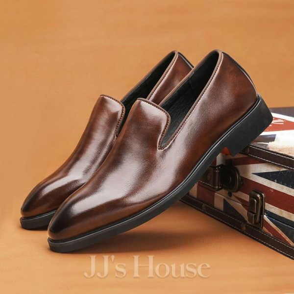 Shoes | Men’s Dress Shoes Loafers Wedding Work Faux Leather Shoes Brown – Mens