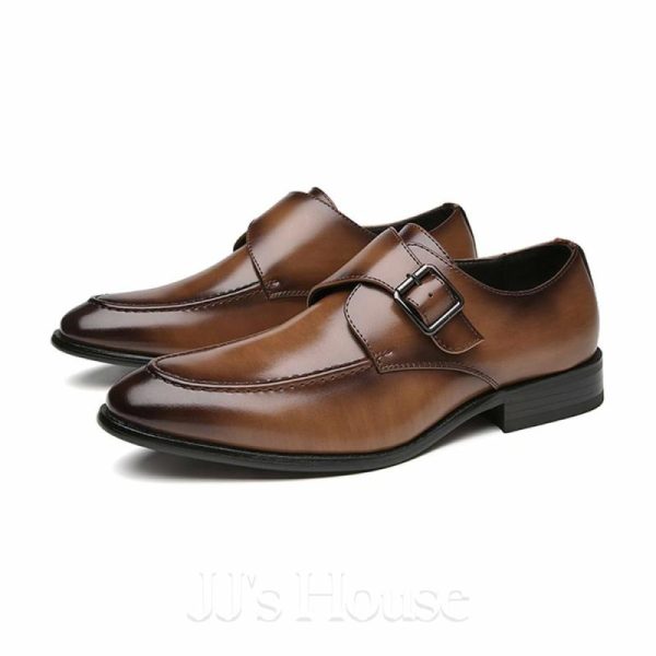 Shoes | Men’s Dress Shoes Monk Wedding Work Microfiber Leather Shoes Brown – Mens