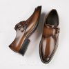 Shoes | Men’s Dress Shoes Monk Wedding Work Microfiber Leather Shoes Brown – Mens