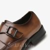 Shoes | Men’s Dress Shoes Monk Wedding Work Microfiber Leather Shoes Brown – Mens