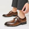 Shoes | Men’s Dress Shoes Monk Wedding Work Microfiber Leather Shoes Brown – Mens