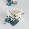 Something-Blue Accessories | 2 PCS Artificial Wedding Flowers Silk Roses Bridesmaid/Mother Boutonniere/Wrist Corsage Blue – Womens