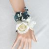 Something-Blue Accessories | 2 PCS Artificial Wedding Flowers Silk Roses Bridesmaid/Mother Boutonniere/Wrist Corsage Blue – Womens