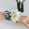 Something-Blue Accessories | 2 PCS Artificial Wedding Flowers Silk Roses Bridesmaid/Mother Boutonniere/Wrist Corsage Blue – Womens