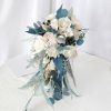 Something-Blue Accessories | Artificial Wedding Flowers Cascade Silk Roses Bridal Bouquets Blue – Womens