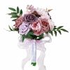 Something-Blue Accessories | Artificial Wedding Flowers Round Plastic Roses Bridesmaid/Bridal Bouquets White – Womens