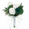 Something-Blue Accessories | Artificial Wedding Flowers Round Plastic Roses Bridesmaid/Bridal Bouquets White – Womens