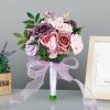 Something-Blue Accessories | Artificial Wedding Flowers Round Plastic Roses Bridesmaid/Bridal Bouquets White – Womens