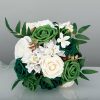 Something-Blue Accessories | Artificial Wedding Flowers Round Plastic Roses Bridesmaid/Bridal Bouquets White – Womens