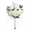 Something-Blue Accessories | Artificial Wedding Flowers Round Plastic Roses Bridesmaid/Bridal Bouquets White – Womens