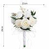 Something-Blue Accessories | Artificial Wedding Flowers Round Plastic Roses Bridesmaid/Bridal Bouquets White – Womens