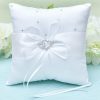 Something-Blue Accessories | Bride Gifts – Non-personalized Elegant Polyester Alloy Charmeuse Rhinestones Ring Pillow White – Womens