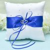 Something-Blue Accessories | Bride Gifts – Non-personalized Elegant Polyester Alloy Charmeuse Rhinestones Ring Pillow White – Womens