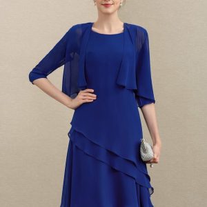 Something-Blue Accessories | Chiffon 1/2 Sleeves Cocktail Special Occasion Wrap As Picture – Womens