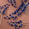 Something-Blue Accessories | Crystal Hair Pins & Hair Combs Sets Bridal Wedding Headpieces (Set of 5) Blue – Womens