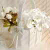 Something-Blue Accessories | Flower Girl Satin Flower Basket With Rhinestones/Ribbons Ivory – Womens