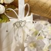 Something-Blue Accessories | Flower Girl Satin Flower Basket With Rhinestones/Ribbons Ivory – Womens