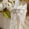 Something-Blue Accessories | Flower Girl Satin Flower Basket With Rhinestones/Ribbons Ivory – Womens