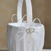 Something-Blue Accessories | Flower Girl Satin Flower Basket With Rhinestones/Ribbons Ivory – Womens