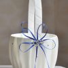 Something-Blue Accessories | Flower Girl Satin Flower Basket With Rhinestones/Ribbons Ivory – Womens