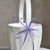 Something-Blue Accessories | Flower Girl Satin Flower Basket With Rhinestones/Ribbons Ivory – Womens