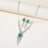 Something-Blue Accessories | Luxurious Rhinestone Tassels Drop Earrings Necklace Jewelry Sets Blue – Womens