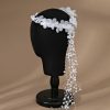 Something-Blue Accessories | Pearl Flower Hair Vines Halo Bridal Wedding Headpieces White – Womens