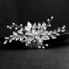 Something-Blue Accessories | Pearl Rhinestone Leaf Hair Combs Bridal Wedding Headpieces Silver – Womens