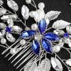 Something-Blue Accessories | Pearl Rhinestone Leaf Hair Combs Bridal Wedding Headpieces Silver – Womens