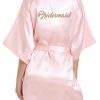 Something-Blue Accessories | Personalized Satin Bridesmaid Bride Women Robes Personalized Robes/Pajamas White – Womens