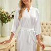 Something-Blue Accessories | Personalized Satin Bridesmaid Bride Women Robes Personalized Robes/Pajamas White – Womens