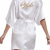 Something-Blue Accessories | Personalized Satin Bridesmaid Bride Women Robes Personalized Robes/Pajamas White – Womens