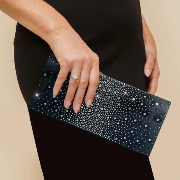 Something-Blue Accessories | Rhinestone Delicate Clutch Bags Dark Blue – Womens