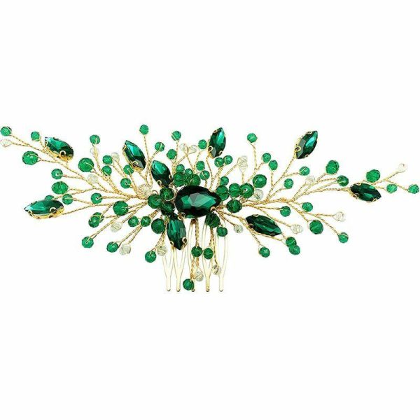 Something-Blue Accessories | Rhinestone Hair Combs Bridal Wedding Headpieces Green – Womens