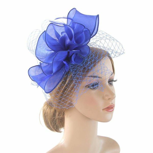 Something-Blue Accessories | Women’s Organza With Faux Feather/Veil Kentucky Derby Fascinators With Clip/Headband Blue – Womens