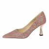 Something-Blue Accessories | Women’s Pumps Heels Point Toe Flare Heel Wedding Shoes Party Evening Shoes Pink – Womens