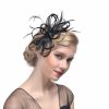 Something-Blue Accessories | Women’s Sinamay With Bowknot/Faux Feather Kentucky Derby Fascinators With Clip/Headband Rose – Womens