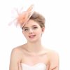 Something-Blue Accessories | Women’s Sinamay With Flower/Faux Feather Kentucky Derby Saucer Hats/Fascinators With Clip Pearl Pink – Womens