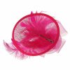 Something-Blue Accessories | Women’s Sinamay With Flower/Faux Feather Kentucky Derby Saucer Hats/Fascinators With Clip Pearl Pink – Womens