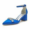 Something-Blue Accessories | Women’s Wedding Shoes Satin Chunky Heel Block Heel Point Toe Wedding Heels Bridal Shoes Ankle Strap Heels Crystal Elegant Wedding Shoes Fuchsia – Womens