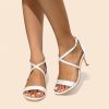 Something-Blue Accessories | Women’s Wedding Shoes Satin High Heel Open Toe Wedding Sandals Bridesmaid Shoes Elegant Simple Wedding Party Prom Evening Cocktail Shoes Ivory – Womens