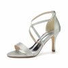 Something-Blue Accessories | Women’s Wedding Shoes Satin High Heel Open Toe Wedding Sandals Bridesmaid Shoes Elegant Simple Wedding Party Prom Evening Cocktail Shoes Ivory – Womens