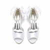 Something-Blue Accessories | Women’s Wedding Shoes Satin High Heel Peep Toe Wedding Sandals Bridal Shoes Pearl Elegant Wedding Party Evening Shoes Ivory – Womens