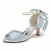 Something-Blue Accessories | Women’s Wedding Shoes Satin High Heel Peep Toe Wedding Sandals Bridal Shoes Pearl Elegant Wedding Party Evening Shoes Ivory – Womens